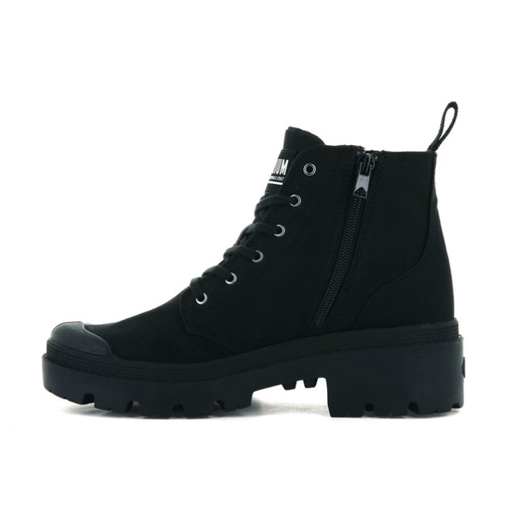 Bottes Palladium Pallabase Twill Femme Noir | FR GRJ864M